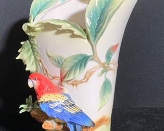 Signed FRANZ MACAW PARROT Porcelain Vase
