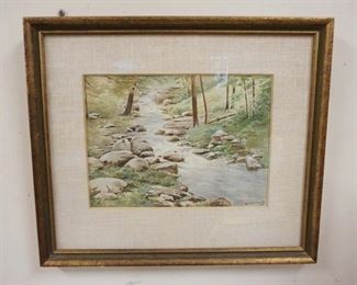 1115	FRAMED WATERCOLOR SIGNED BERTHOLD AUDSLEY 1947 OF A BROOK, 9 IN X 6 1/2 IN IMAGE SIZE
