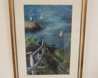 1118	FRAMED PASTEL SIGNED KOZLOW OF SAIL BOATS, 16 1/4 IN X 10 1/2 IN
