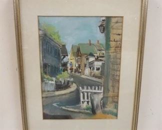 1117	FRAMED PASTEL SIGNED KOZLOW OF A STREET SCENE, 8 1/4 IN X 11 IN IMAGE SIZE
