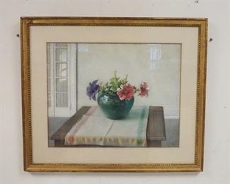 1120	LARGE FRAMED PASTEL SIGNED WERNER GROSHANS TITLED *PETUNIAS*, 33 IN X 28 1/4 IN OVERALL

