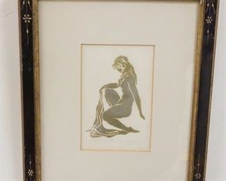 1130	FRAMED SILHOUETTE PRINT SIGNED ARTIST PROOF 67 OF NUDE, 3 1/2 IN X 5 1/2 IN
