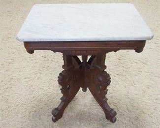 1132	VICTORIAN MARBLE TOP TABLE FOR PARLOR, 28 IN X 20 1/4 IN X 29 IN HIGH
