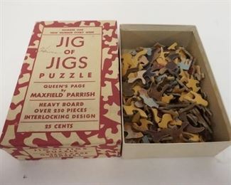 1149	JIG OF JIGS HEAVY BOARD JIG SAW PUZZLE, QUEENS PAGE BY MAXFIELD PARISH, NUMBER OF PIECES UNCERTAIN
