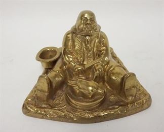 1162	BRASS INKWELL LARGE MAN EATING A TURKEY, 6 IN X 6 IN X 4 1/2 IN
