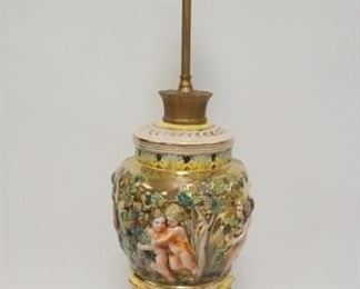 1166	LARGE CAPODIMONTE TABLE LAMP, 33 IN HIGH
