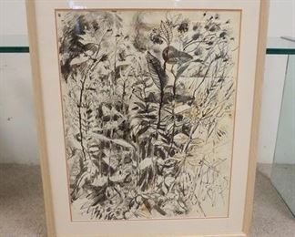 1171	ADOLF KONRAD LARGE FRAMED INK DRAWING TITLED *MEADOW* 1963, 28 3/4 IN X 35 IN OVERALL
