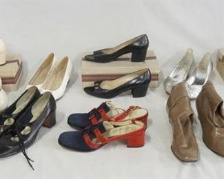 1237	LOT OF 10 PAIRS OF VINTAGE WOMENS SHOES. LOT INCLUDES FOUR PAIRS OF BRUNO MAGLI, TWO PAIRS OF SALVATORE FERRAGAMO, ONE PAIR SAKS FIFTH AVENUE, TWO PAIR BY RANGONI & ONE PAIR GENIS EVINA. ALL ARE SIZE 7 1/2. VARYING DEGREES OF WEAR AS FOUND. 
