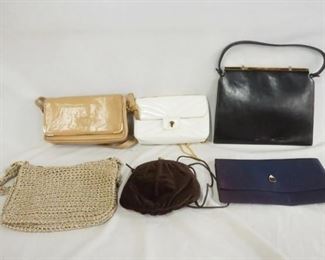 1239	LOT OF 6 PURSES/POCKET BOOKS. LOT INCLUDES; MARKAY, MAGID & MISS LEWIS. VARYING DEGREES OF WEAR AS FOUND. 
