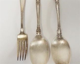 1267	3 PIECE STERLING SILVER FLATWARE, 2 GORHAM 8 1/2 IN SERVING SPOONS & 7 1/2 IN FORK, TOTAL WEIGHT 5.925 TOZ

