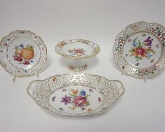 1028	4 SHCUMANN CHINA DECORATED SERVING PIECES. OVAL BOWL IS 12 IN 
