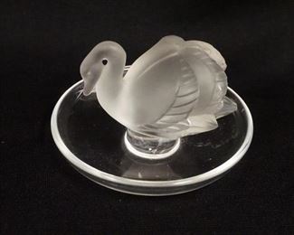 1067	LALIQUE SWAN RING DISH, 2 3/4 IN HIGH
