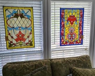 20.) Decorative colored glass window screens. 