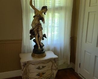 25.) Matching Night Stand.  Lamp is painted plaster over metal approx. 4'6"h.