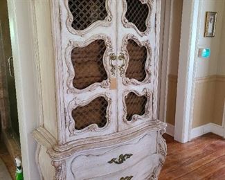 23.) Continental Style Armoire "Sable Gold Trim" no maker listed.  43"w x 80"h x 22" d.