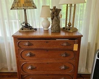 36.) American Late Victorian Period walnut dresser with 4 drawers 1 graduated drawer over 3 drawers. wood pulls original. 37"w x 19"d x 40"h. 