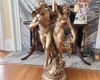 68.) Premier Jours des Printemps by Auguste Moreau a spelter casting. Approx. 4' high.