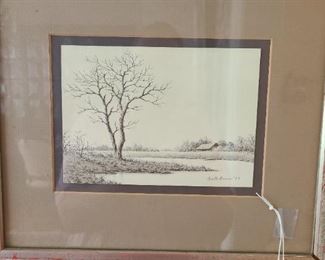 82.) Pin and ink: Signed Butler Brown '79, 12" x 10.5"