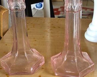 Depression glass candlesticks