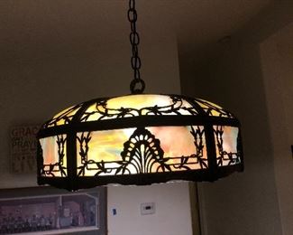 Slag glass chandelier