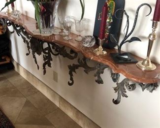 Vintage Custom Bronze Granite Top Wall LedgeTable