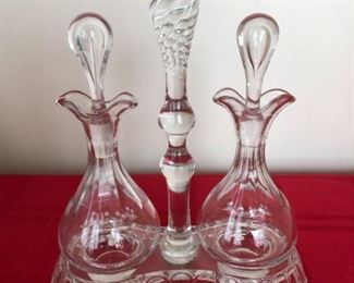 Antique Crystal Oil Vinegar Set