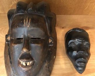 Vintage Wood Sculpted Mask Face