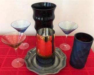 Antique Pewter Plate Ombre Colored Set