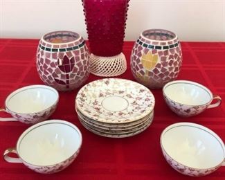 Porcelain Tea CupsSaucers Tag Candle Holders