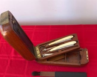 Antique 1870s English Gentlemans Travel Toiletries Kit