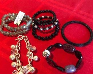 Black, Silvers Faux Crystal Bracelets