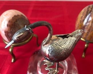 RARE Hand Crafted Sterling Silver Marble Egg wEggs