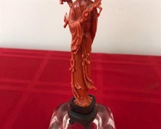 Antique Hand Carved Coral Beauty wBranch