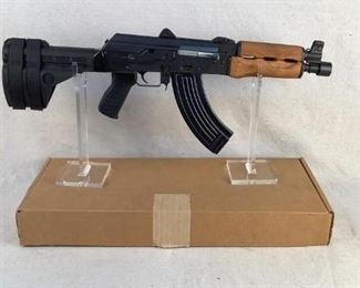 Serial - M92PV023929
Mfg - Zastava Arms
Model - M92PV PAP AK Pistol
Caliber - 7.62x39mm
Barrel - 10"
Capacity - 30+1
Magazines - 2
Type - Pistol
Located in Chattanooga, TN
Condition - 2 - Like New, In Box
This lot contains a Zastava Arms, Serbian manufactured M92 PAP Pistol chambered in 7.62x39. These pistols are wildly popular with AK enthusiasts due to their cold hammer forged barrels and components. Serbia is well known for manufacturing extremely high quality AK rifles and pistols. The owner of this pistol has installed a piece of picatinny section on the left side of the handguard for the mounting of a weapon light, however it can be removed if desired. This particular example comes with a brace adapter in order to run this particular SB Tactical brace. This pistol comes with the factory box, paper work, and two Yugo Bolt hold open 30 round steel magazines. These pistols are popular due to the 7.62x39 round itself performing excellent out of shorter barreled pistols or rifles.