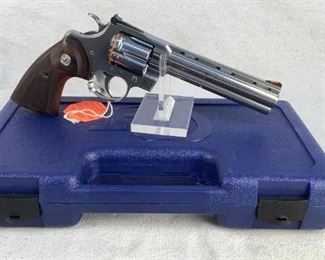 12 Image(s)
Serial - PY207965
Mfg - Colt Python Stainless
Caliber - 357 Magnum
Barrel - 6"
Capacity - 6
Type - Revolver, Double Action
Located in Chattanooga, TN
Condition - 1 - New
This is a new in box Colt Python featuring a stainless finish and gorgeous wooden grips. This is the sought after 6 inch stainless edition, a must have for both Colt collectors and firearms collector's alike. This revolver is new in box.