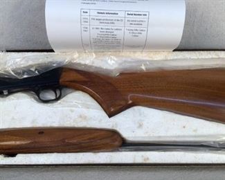 Serial - 5T14877
Mfg - Browning 22 Semi-Auto
Model - 22 LR rifle
Barrel - 19.5"
Type - Rifle, Semi Automatic
Located in Chattanooga, TN
Condition - 2 - Like New, In Box
This lot contains a Browning 22 Semi-Auto rifle chambered in 22 long rifle. This rifle is in its original box and, according to serial numbers, manufactured in 1965.