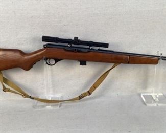 Serial - NSN-1178
Mfg - O.F. Mossberg & Sons
Model - Model 152 .22 Long Rifle
Barrel - 18"
Magazines - 1
Type - Rifle, Semi Automatic
Located in Chattanooga, TN
Condition - 3 - Light Wear
This lot contains a O.F. Mossberg & Sons Model 152 chambered in .22 long rifle. This is a very unique semi-auto as it has a built-in, folding, foregrip in the wood stock. Comes with a Tasco 4x15 scope mounted and sling.