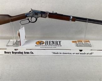 Serial - AB08397
Mfg - Herny Repeating Rifles
Model - "American Beauty" Rifle
Caliber - 22 S/L/LR
Barrel - 20"
Capacity - 15+1
Type - Rifle, Lever Action
Located in Chattanooga, TN
Condition - 1 - New
This is a Henry Repeating Rifles "American Beauty" lever action rifle chambered in 22 Short, Long, and Long Rifle. This rifle features an engraved receiver with a 14K Rose Gold embellished rose and scroll, as well as a octagonal blued barrel. This rifle is perfect for those in need of a gorgeous wall hanger, or depending on the person, an amazing shooter.