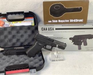 11 Image(s)
Serial - BTBA362
Mfg - Glock 17 9X19/MCK
Model - stock/50 rd Drum
Barrel - 4.49"
Capacity - 19
Magazines - 2
Type - Pistol
Located in Chattanooga, TN
Condition - 1 - New
This lot contains a Glock 17 chambered in 9x19. It comes in the factory box with the standard factory extras and two 17 round magazines. Included is a MCK pistol stock and 50 round drum magazine.