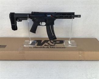 Serial - WAE0841
Mfg - Smith & Wesson
Model - M&P15-22P Pistol
Caliber - 22 Long Rifle
Barrel - 8"
Capacity - 25+1
Magazines - 1
Type - Pistol
Located in Chattanooga, TN
Condition - 1 - New
This lot contains a new in box Smith & Wesson M&P15-22P Pistol chambered in 22 LR. This pistol is perfect for those in need of an AR platform pistol for training purposes or teaching newer shooters the manual of arms of the AR platform. This pistol comes with an MLOK rail, SB Tactical SBA3 brace, and a threaded barrel. This pistol comes with one 25 round magazine.