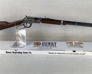 Serial - SE015222
Mfg - Henry Repeating Rifles
Model - Silver Eagle Rifle
Caliber - 22 S/L/LR
Barrel - 20"
Capacity - 15+1
Type - Rifle, Lever Action
Located in Chattanooga, TN
Condition - 1 - New
This lot contains a new in box Henry Repeating Rifles Silver Eagle rifle chambered in 22 Short, Long, and Long Rifle. This rifle features a gorgeous engraved silver eagle receiver and a octagonal blued barrel.