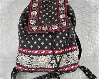 Vera Bradley Floral Classic Black Drawstring Bag