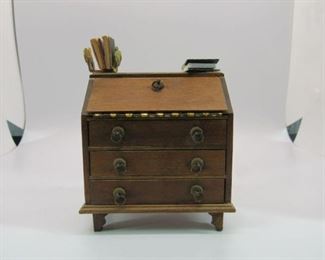 Miniature Secretary Desk w Books