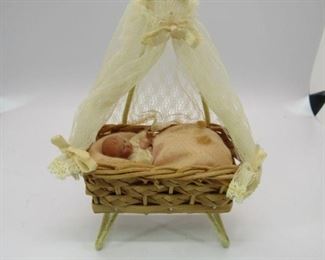 Dollhouse Mini Baby in Basket