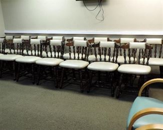 WOODEN CHAIRS WITH WHITE SEATS