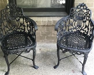Old metal Victorian chairs