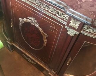 Vintage Buffet Sideboard in French Antique Style w/ Marble Top