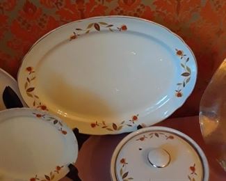 Autumn leaf by Hall, platter, casserole and other items