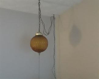 Amber globe hanging lamp