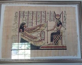 Framed art on papyrus